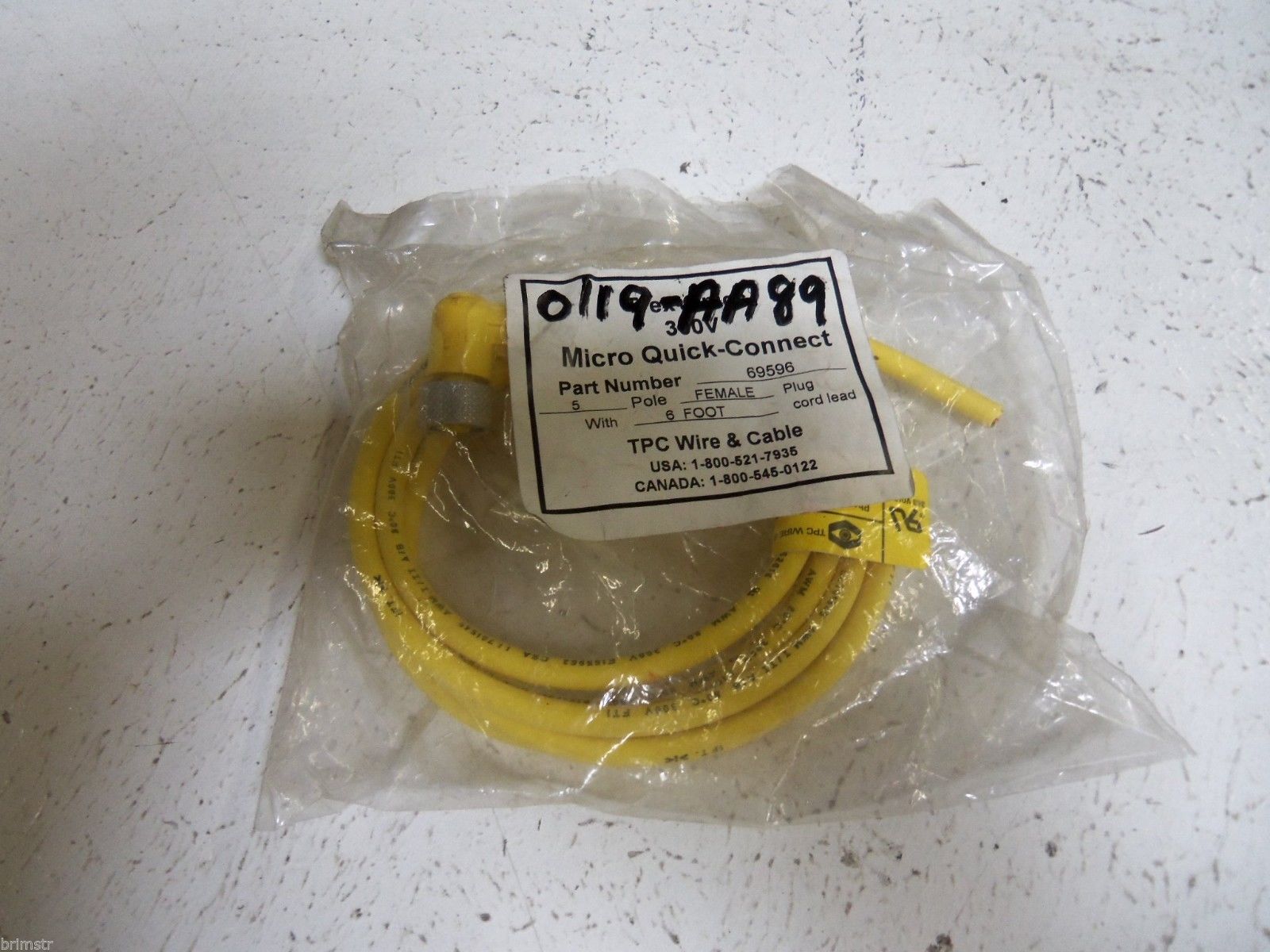 LOT OF 2 TPC WIRE & CABLE CONNECTOR 69596 6 FT UNMP