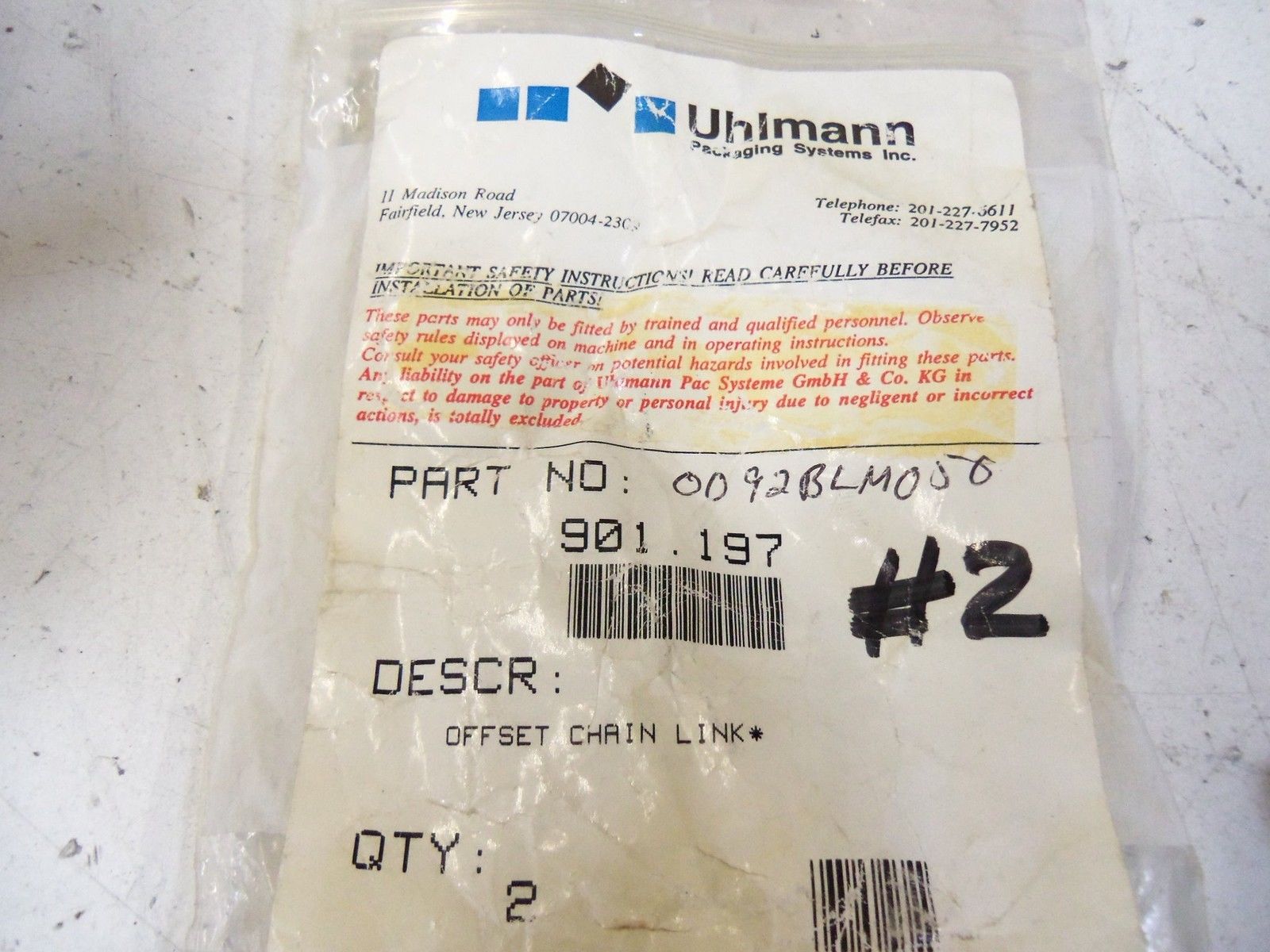 LOT OF 2 UHLMANN 901.197 *NEW IN BAG*