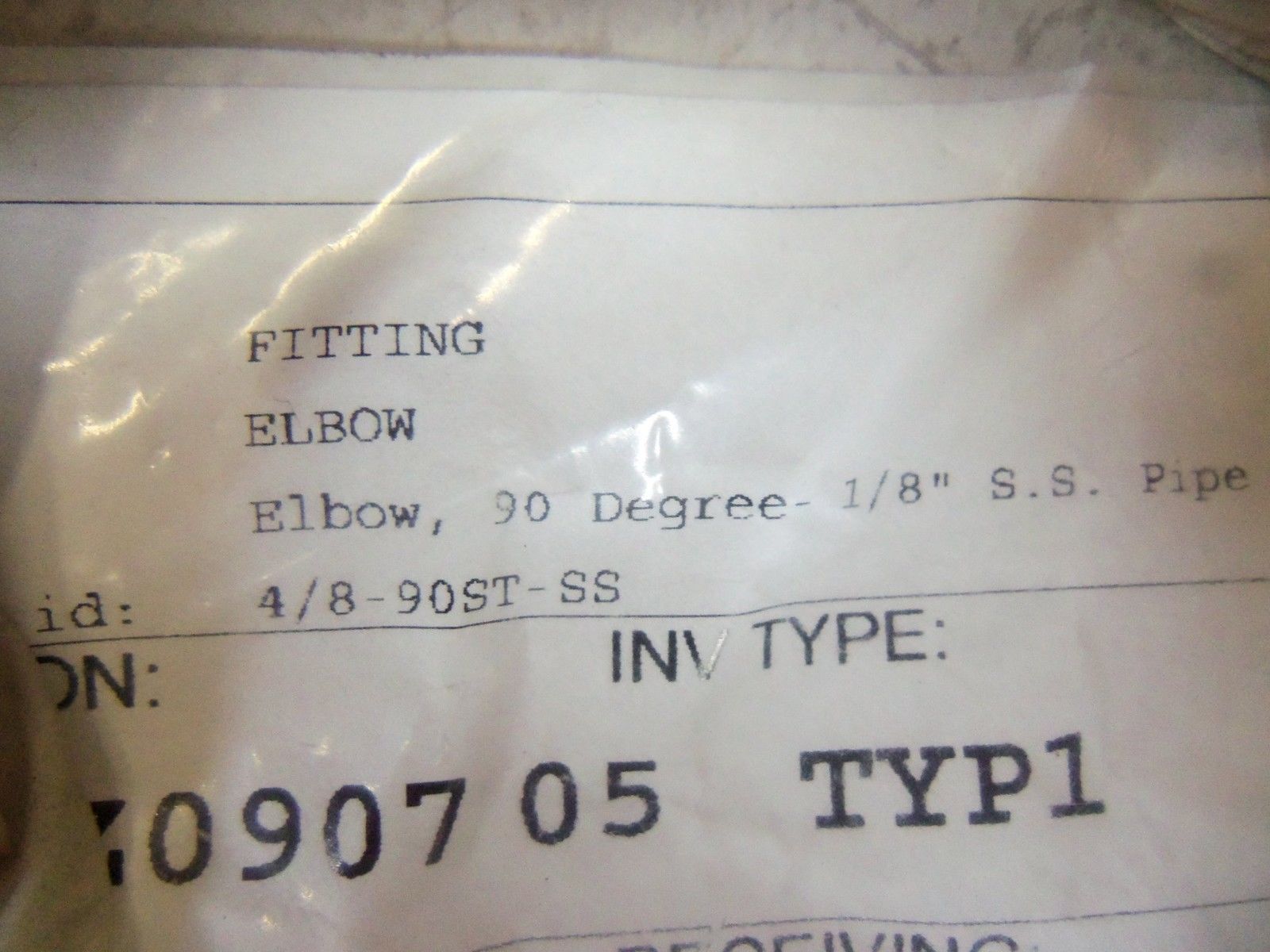 LOT OF 3 ELBOW, 90 DEGREE 1/8" S.S. 4/8-90ST-SS NSNP