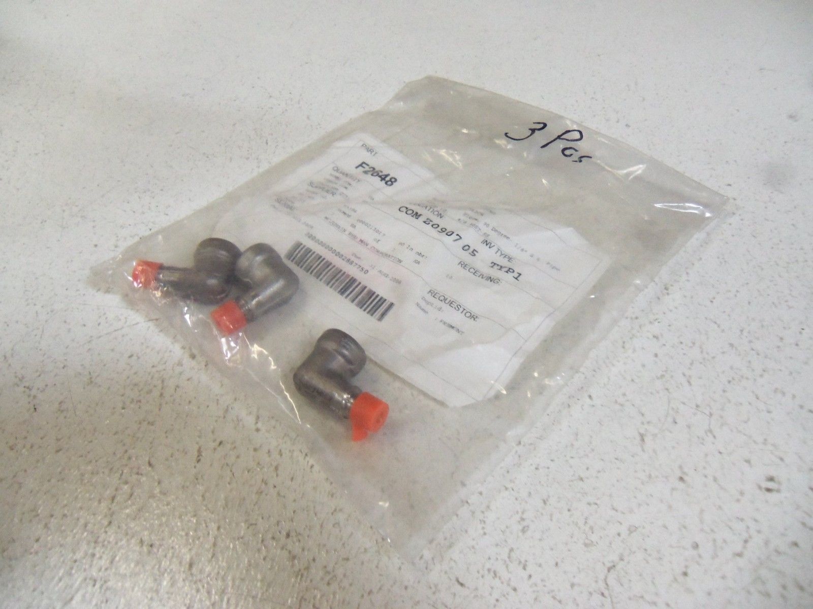 LOT OF 3 ELBOW, 90 DEGREE 1/8" S.S. 4/8-90ST-SS NSNP