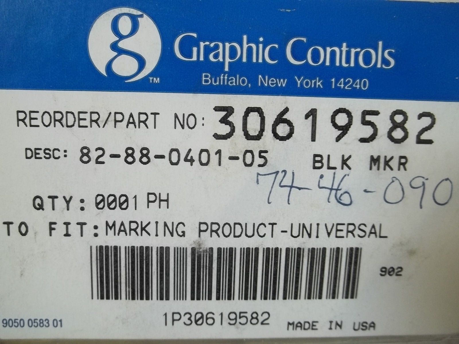 LOT OF 3 GRAPHIC CONTROLS 30619582 BLACK RECORDER PENS NSMP