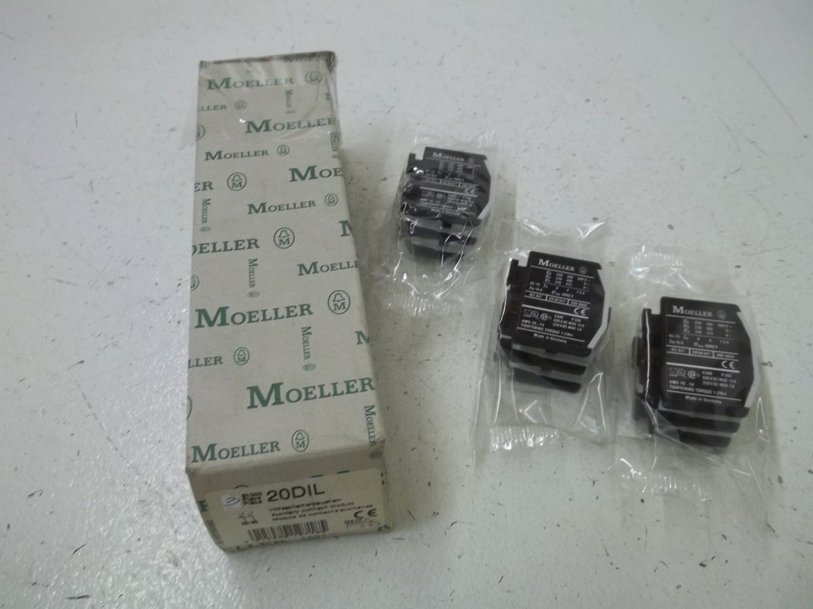 LOT OF 3 KLOCKNER-MOELLER 20DIL AUXILIARY CONTACT MODULE NSMP