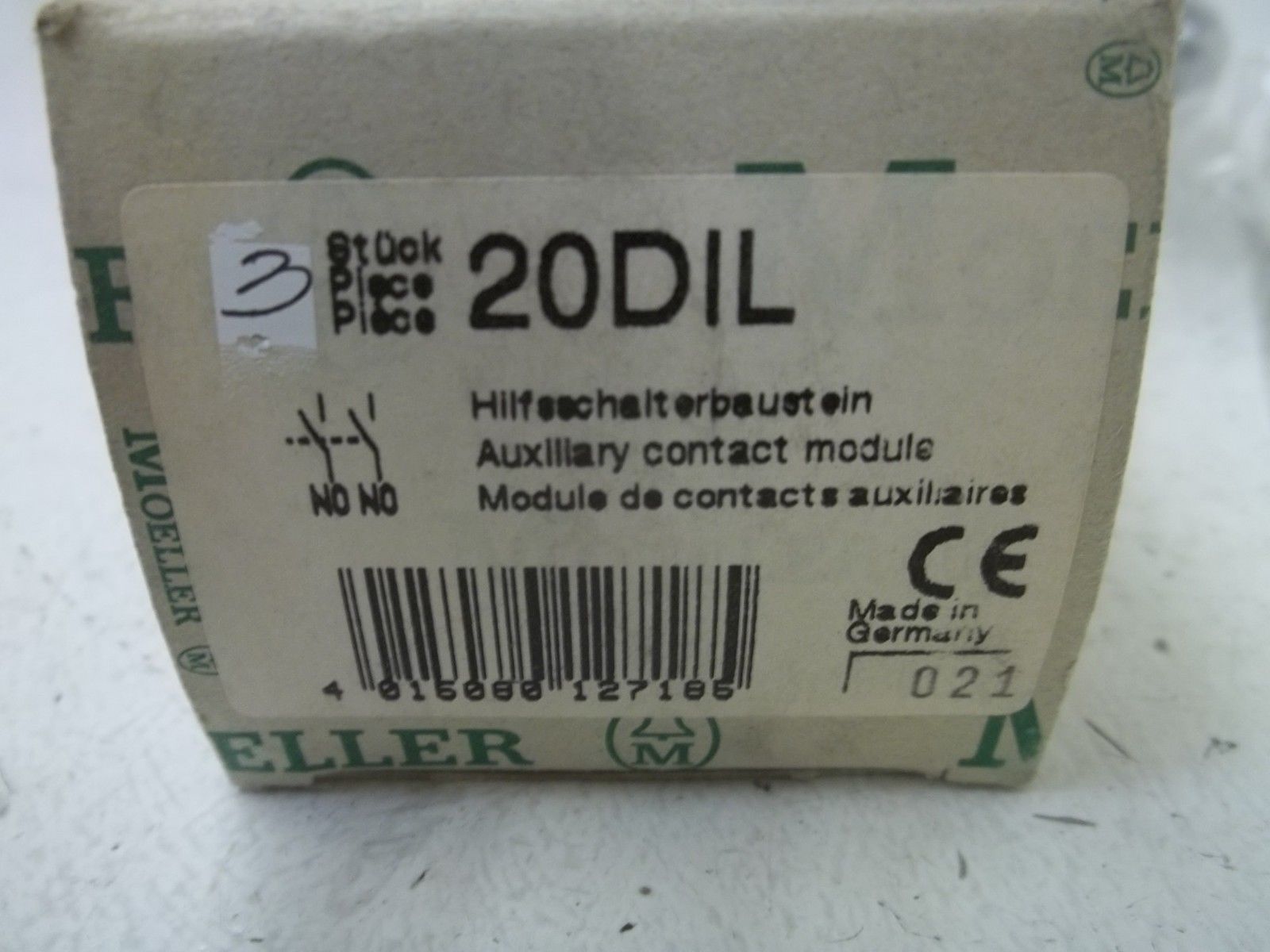 LOT OF 3 KLOCKNER-MOELLER 20DIL AUXILIARY CONTACT MODULE NSMP