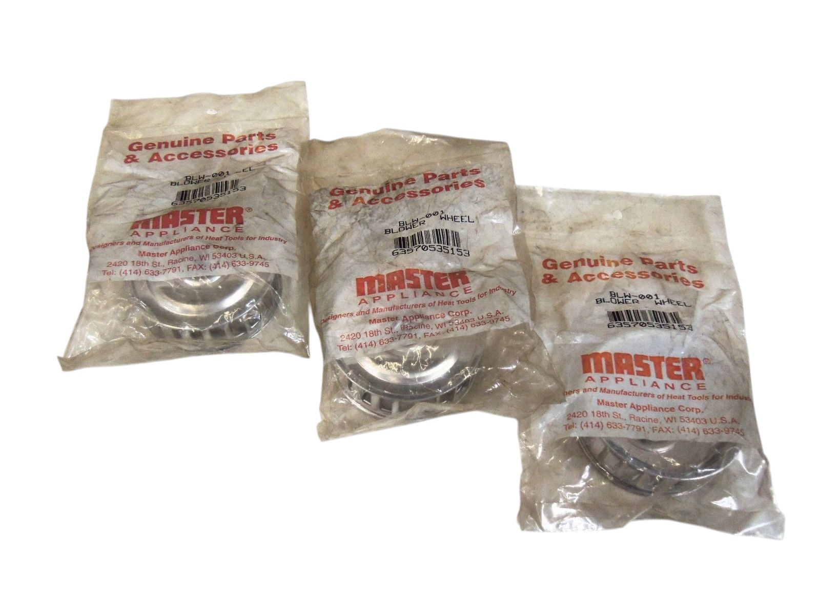LOT OF 3 MASTER BLOWER WHEEL BLW-001 NSMP