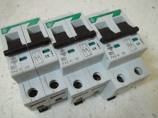 LOT OF 3 MOELLER FAZ-2-C4 CIRCUIT BREAKER NSNP