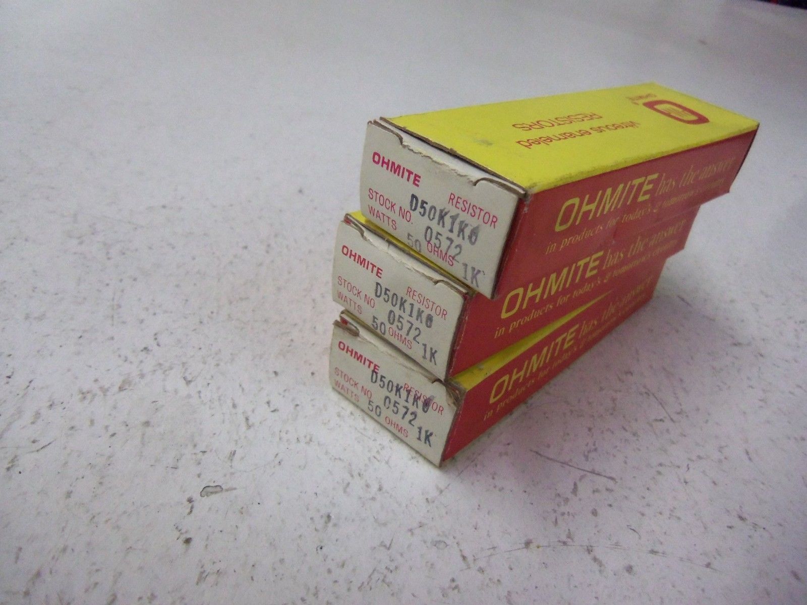 LOT OF 3 OHMITE RESISTOR D50K1K0 NSMP