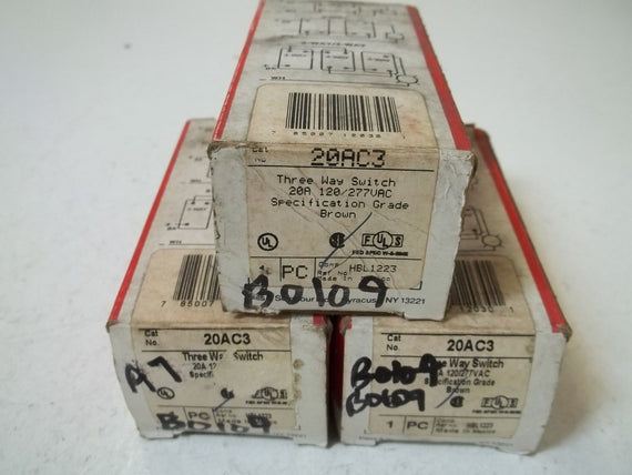 LOT OF 3 PASS & SEYMOUR 20AC3 THREE WAY SWITCH NSMP