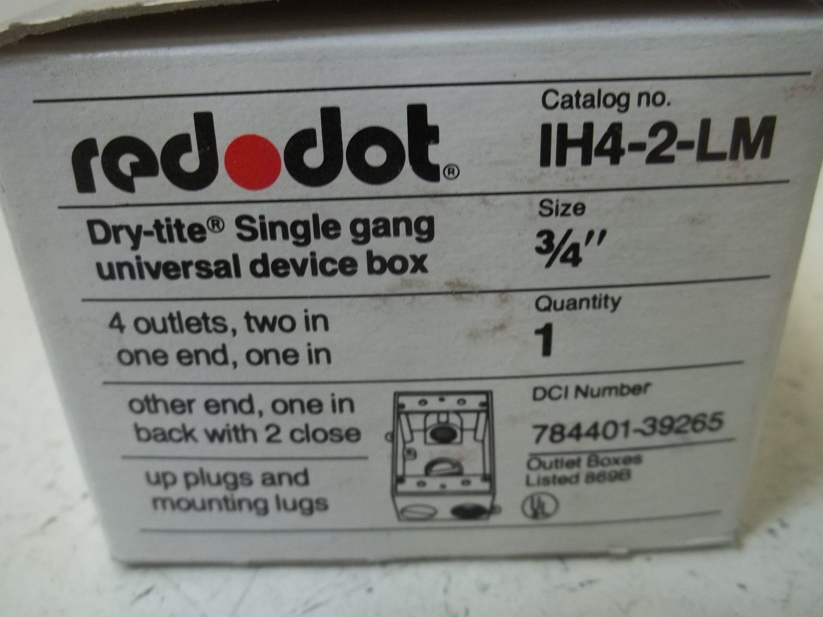 LOT OF 3 RED DOT IH4-2-LM 3/4" OUTLET BOX NSMP