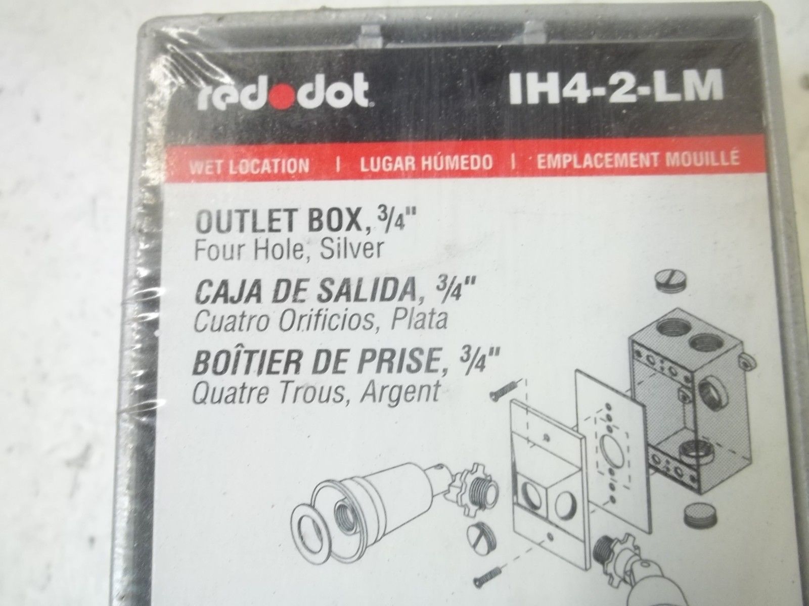 LOT OF 3 RED DOT IH4-2-LM 3/4" OUTLET BOX NSMP