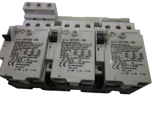 LOT OF 3 SIEMENS 3VH1330-1MJ W/ 3VU9135-1BB01MINI RELAY CONTACTOR UNMP