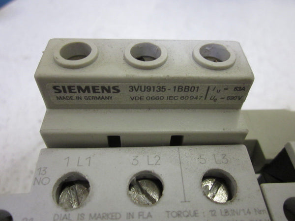 LOT OF 3 SIEMENS 3VH1330-1MJ W/ 3VU9135-1BB01MINI RELAY CONTACTOR UNMP