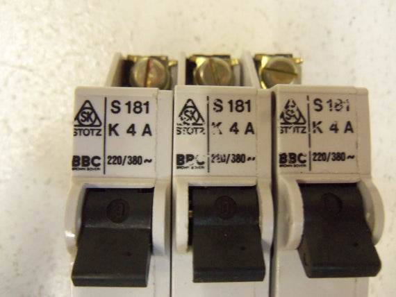 LOT OF 3 STOTZ-KONTAKT CIRCUIT BREAKER  S181-K4A *USED*
