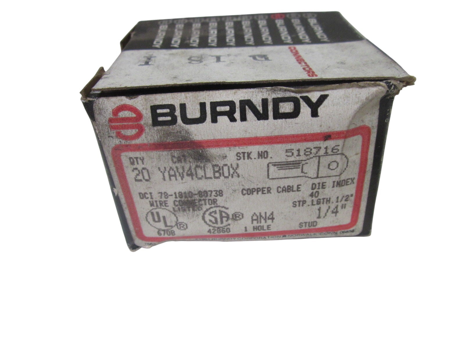 LOT OF 40 BURNDY YAV4CLBOX RING LUG NSMP