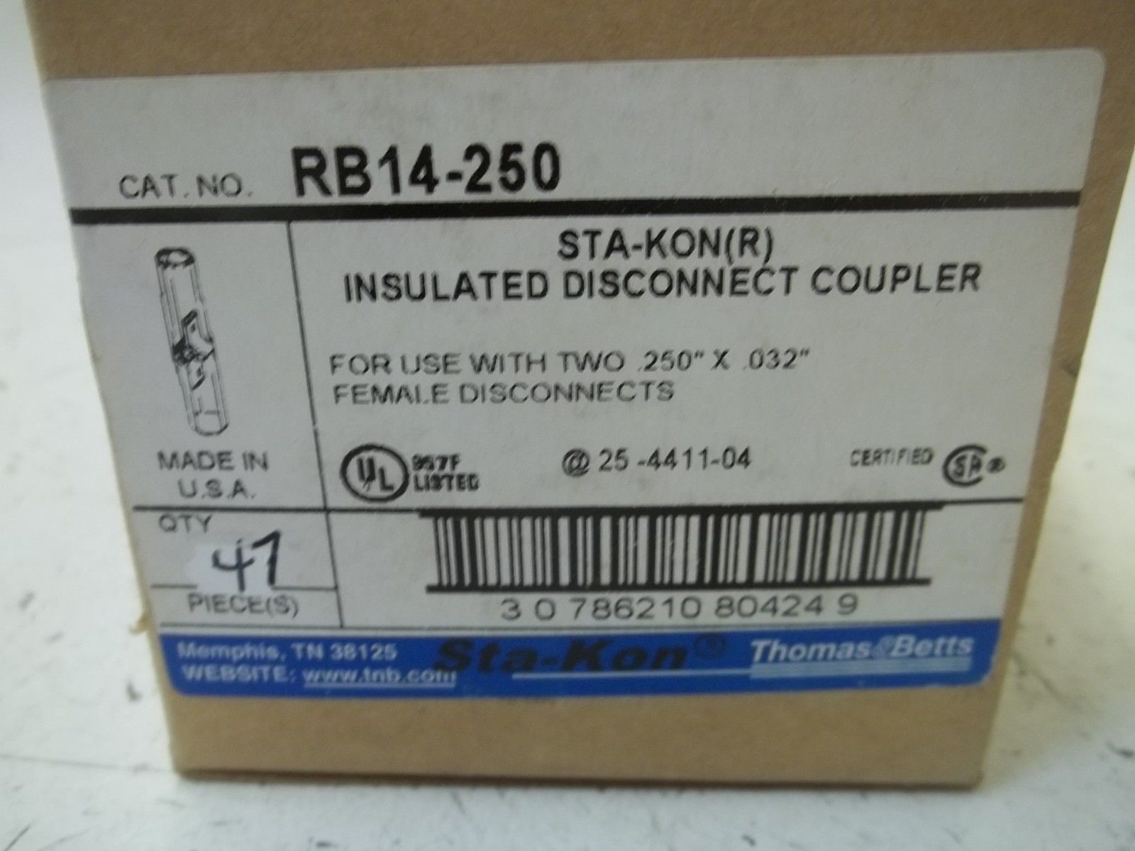LOT OF 47 THOMAS & BETTS RB14-250 INSULATED DISCONNECT COUPLER NSMP