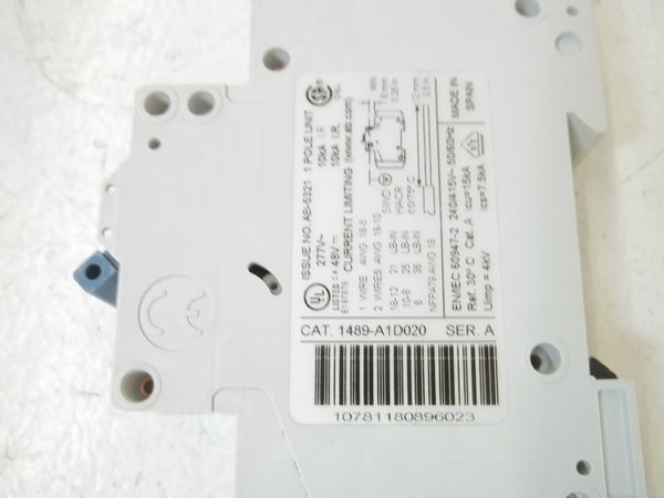 LOT OF 4 ALLEN BRADLEY 1489-A1D020 SER.A 2A CIRCUIT BREAKER UNMP