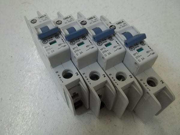 LOT OF 4 ALLEN BRADLEY 1489-A1D020 SER.A 2A CIRCUIT BREAKER UNMP