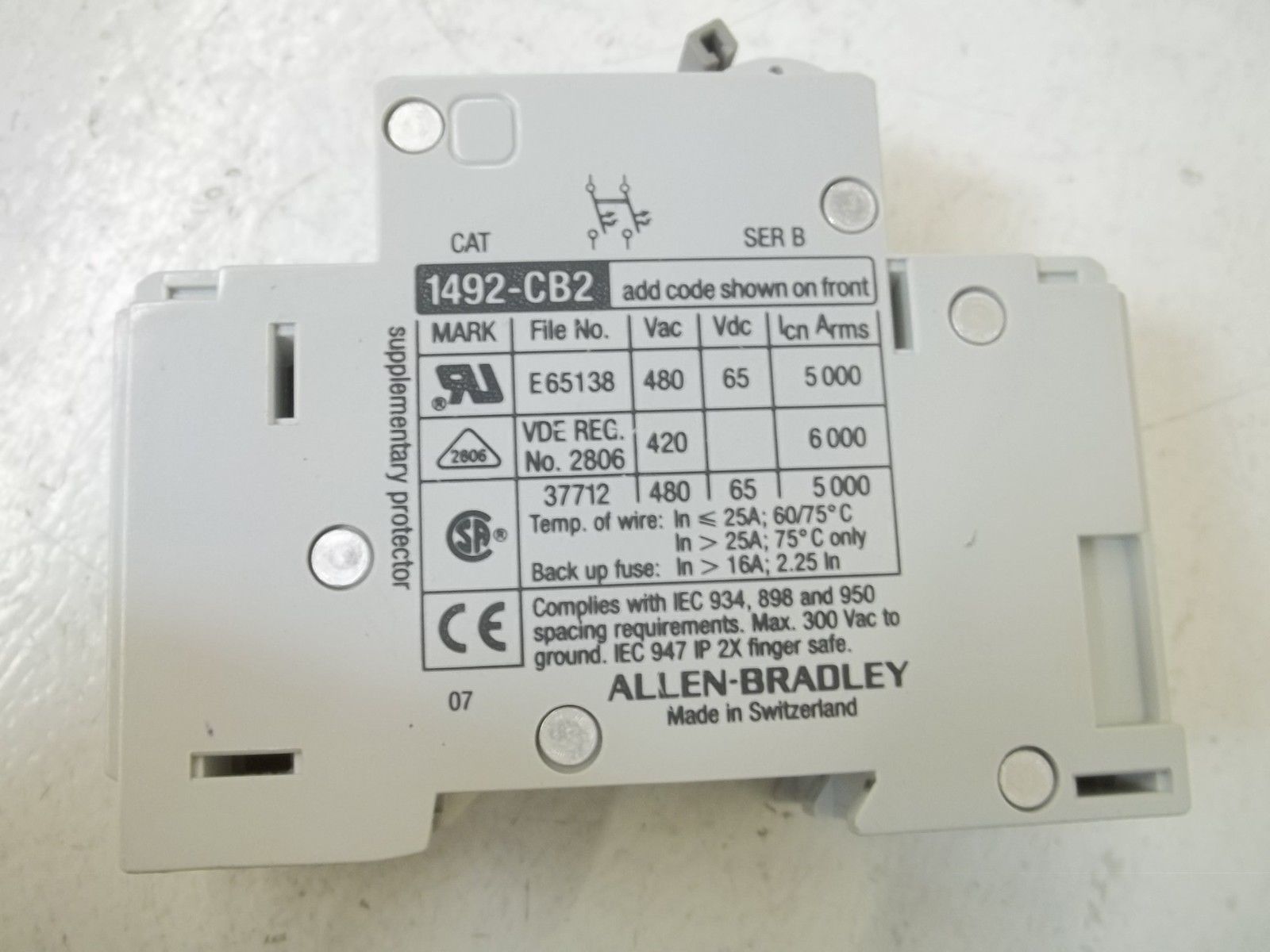 LOT OF 4 ALLEN BRADLEY 1492-CB2H040 SER. B CIRCUIT BREAKER 4A UNMP
