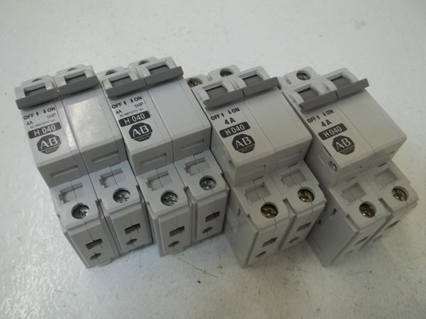 LOT OF 4 ALLEN BRADLEY 1492-CB2H040 SER. B CIRCUIT BREAKER 4A UNMP