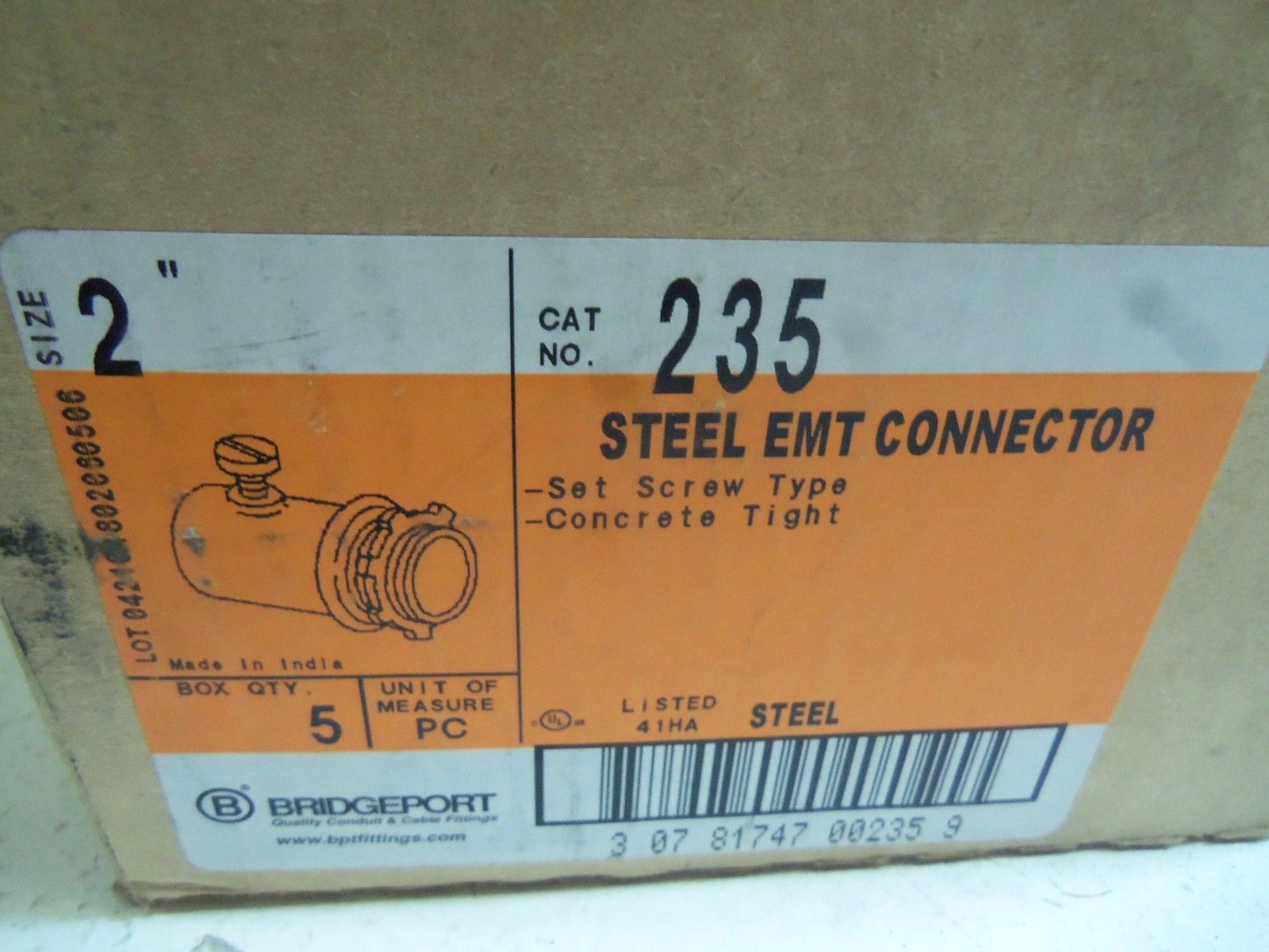 LOT OF 4 BRIDGEPORT 235 2" STEEL CONNECTOR NSMP