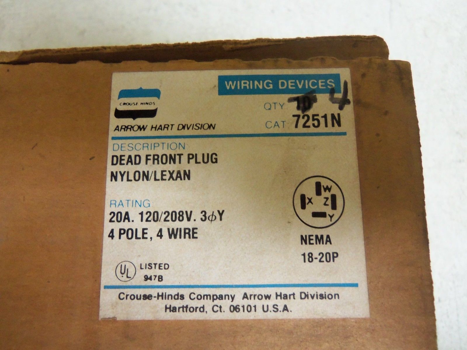 LOT OF 4 CROUSE-HINDS 7251N PLUG NSMP