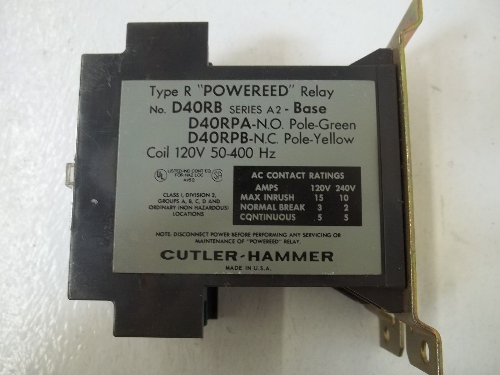 LOT OF 4 CUTLER HAMMER D40RB SER.A-2-BASE CONTROL RELAY UNMP