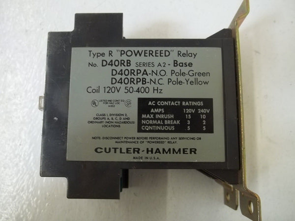 LOT OF 4 CUTLER HAMMER D40RB SER.A-2-BASE CONTROL RELAY UNMP