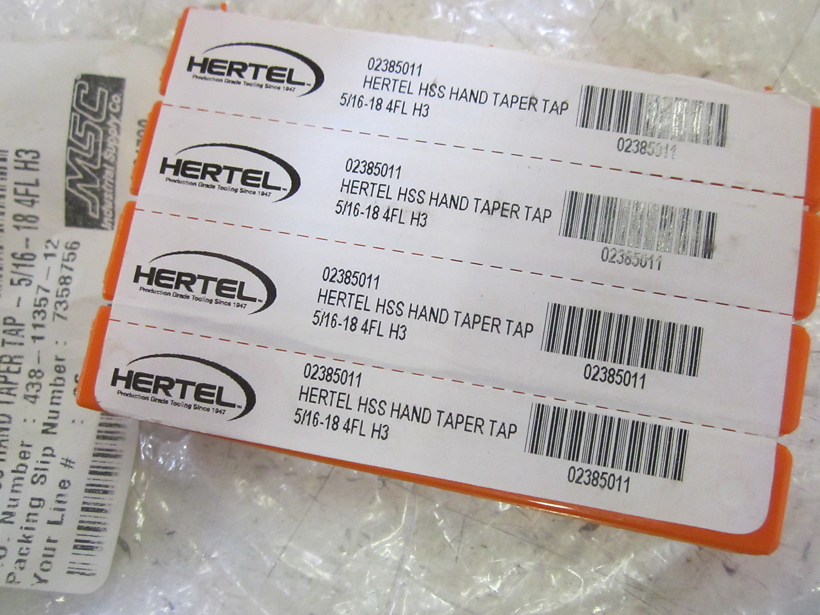 LOT OF 4 HERTEL HSS HAND TAPER TAP 5/16-18 4FL H3 NSNP