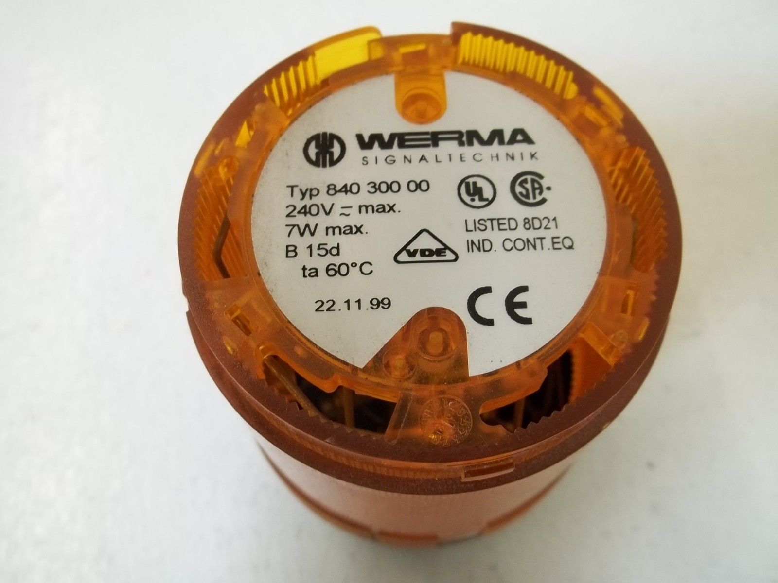 LOT OF 4 WERMA 84030000 STACK LIGHT ELEMENT MAINTAINED YELLOW UNMP