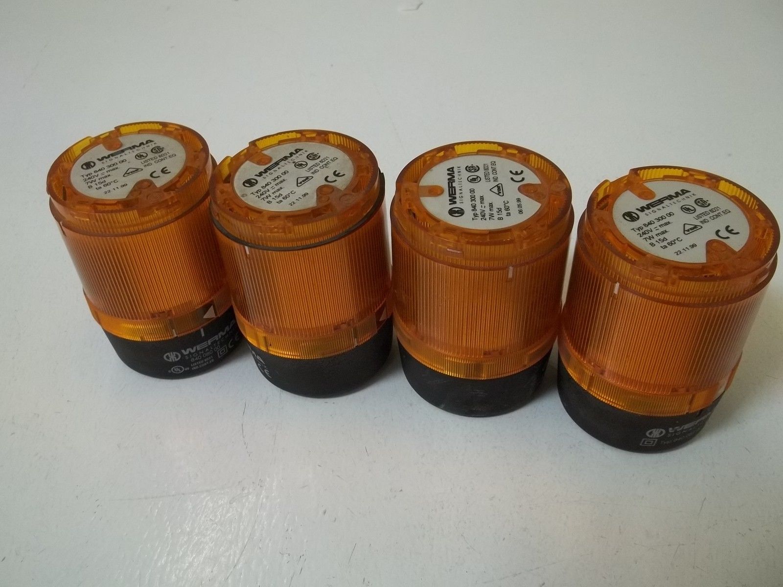LOT OF 4 WERMA 84030000 STACK LIGHT ELEMENT MAINTAINED YELLOW UNMP