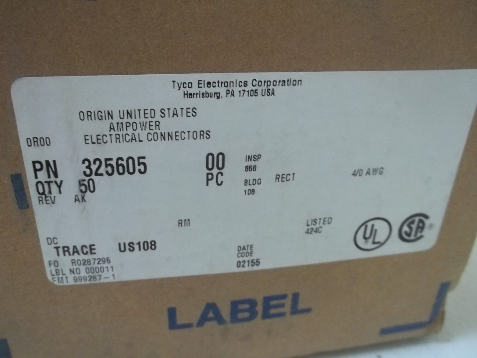 LOT OF 50 AMP 325605 ELECTRICAL CONNECTORS NSMP