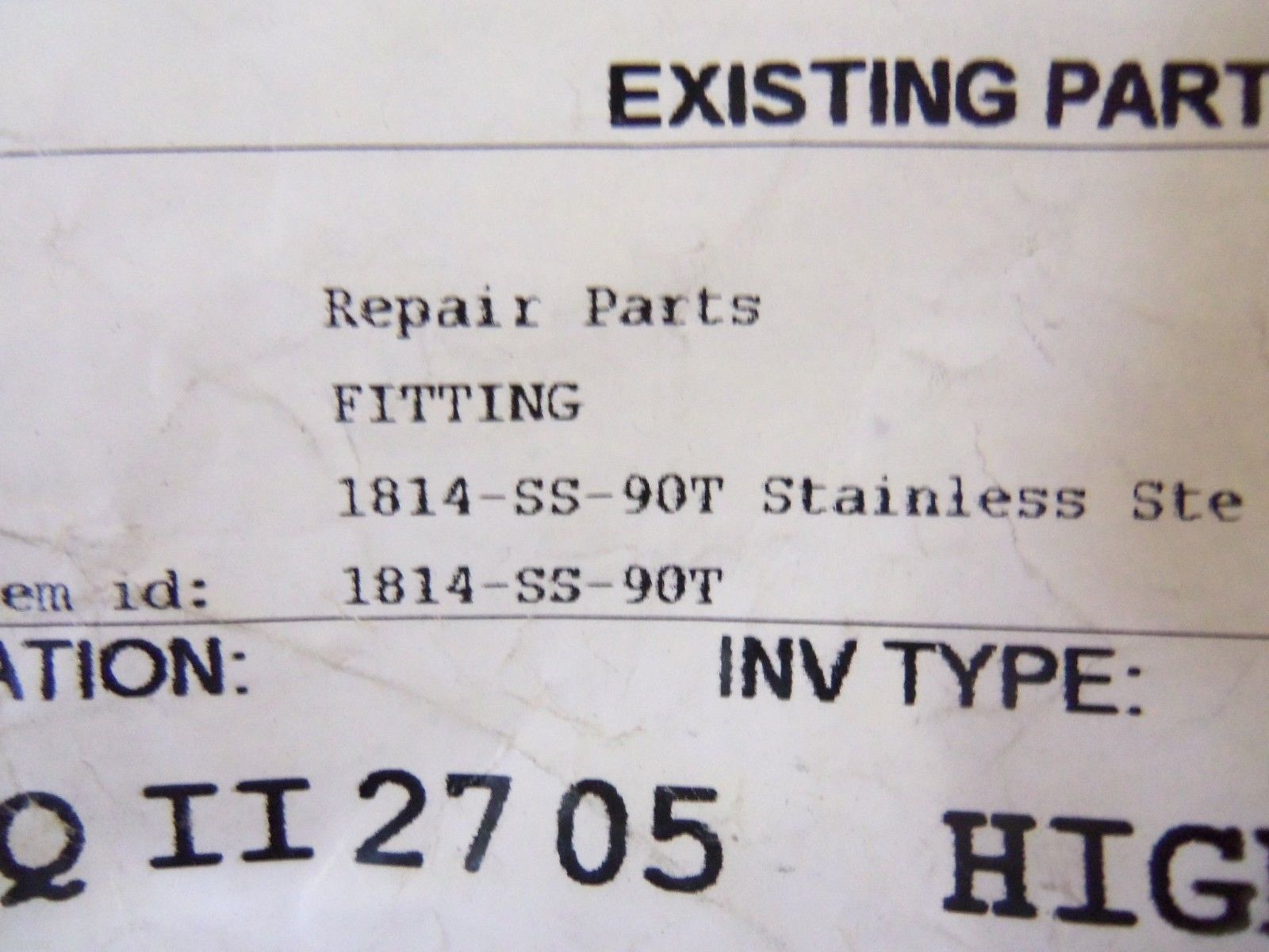 LOT OF 5 1814-SS-90T FITTING STAINLESS STE NSNP