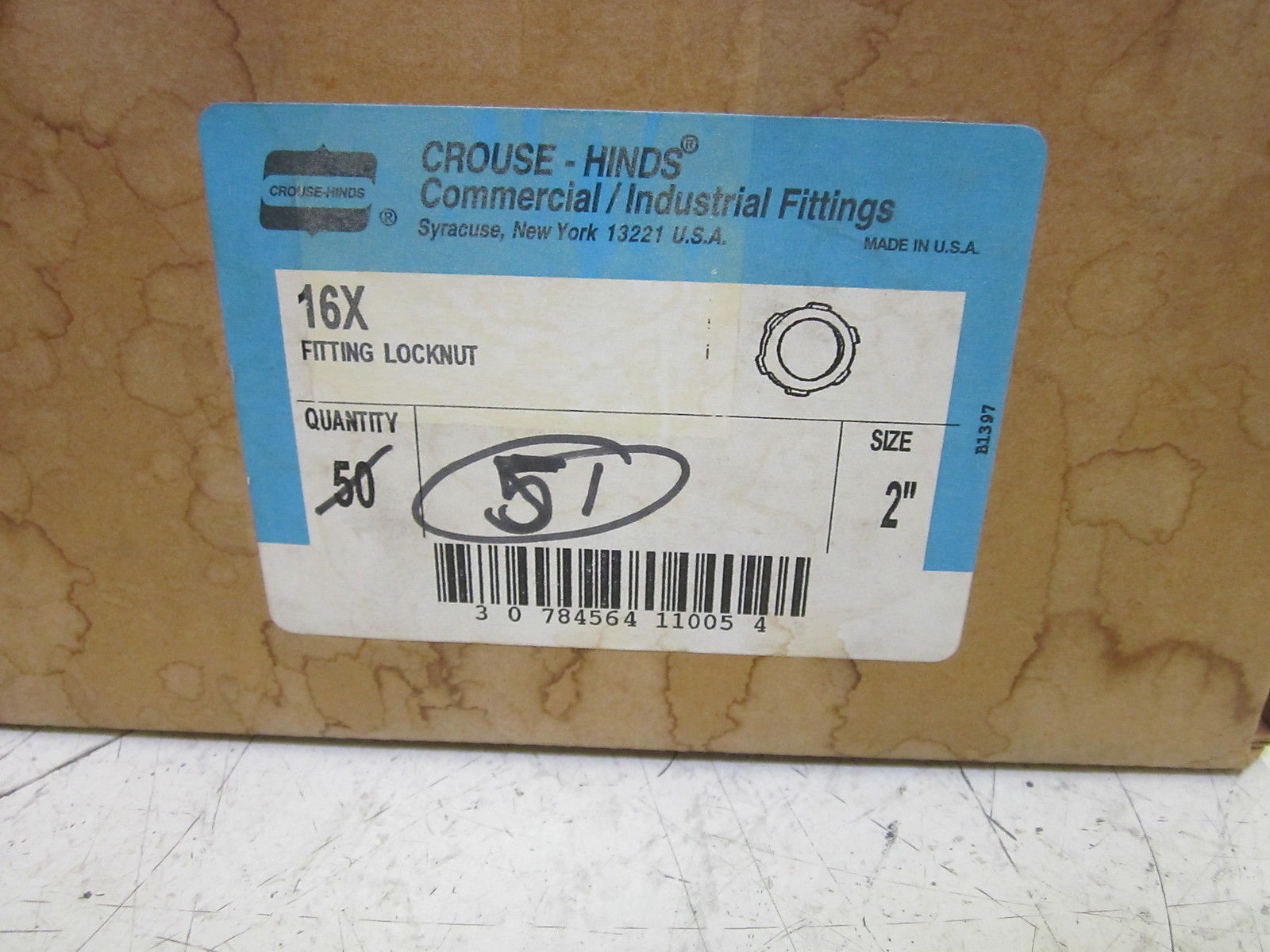 LOT OF 51 CROUSE-HINDS 16X FITTING LOCKNUT 2" NSMP