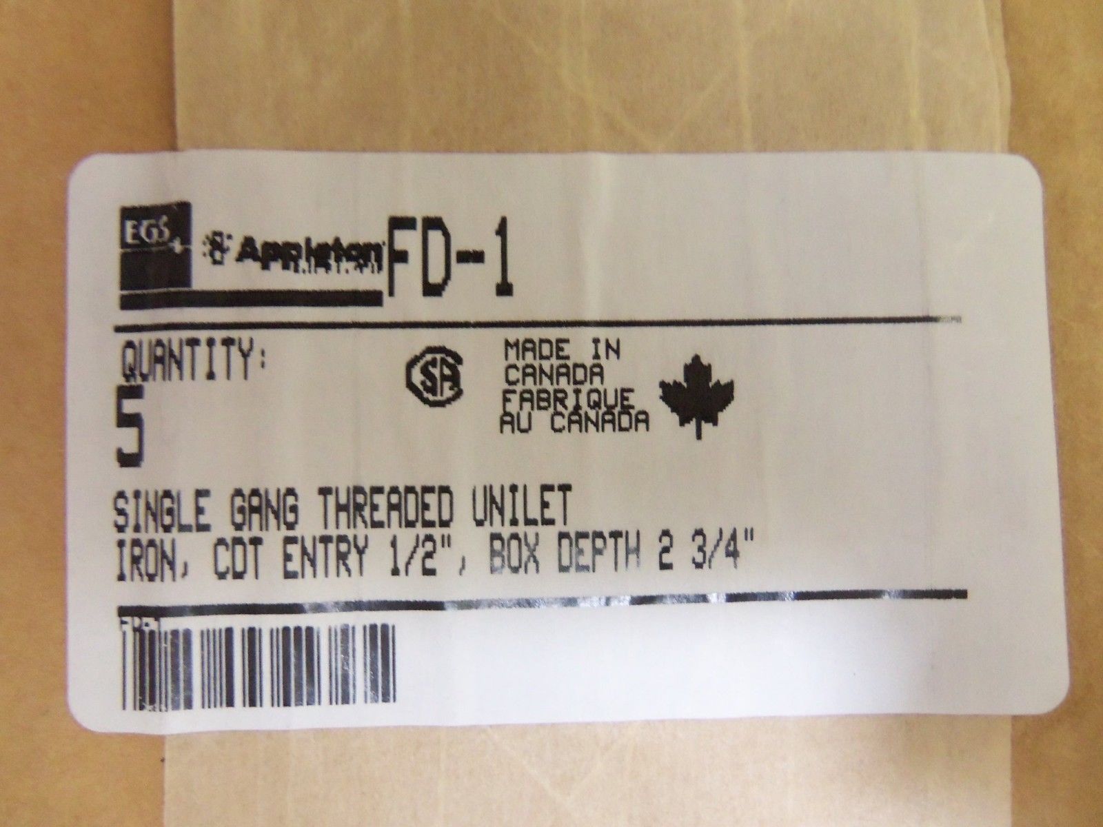 LOT OF 5 APPLETON FD-1 DEVICE BOX NSMP