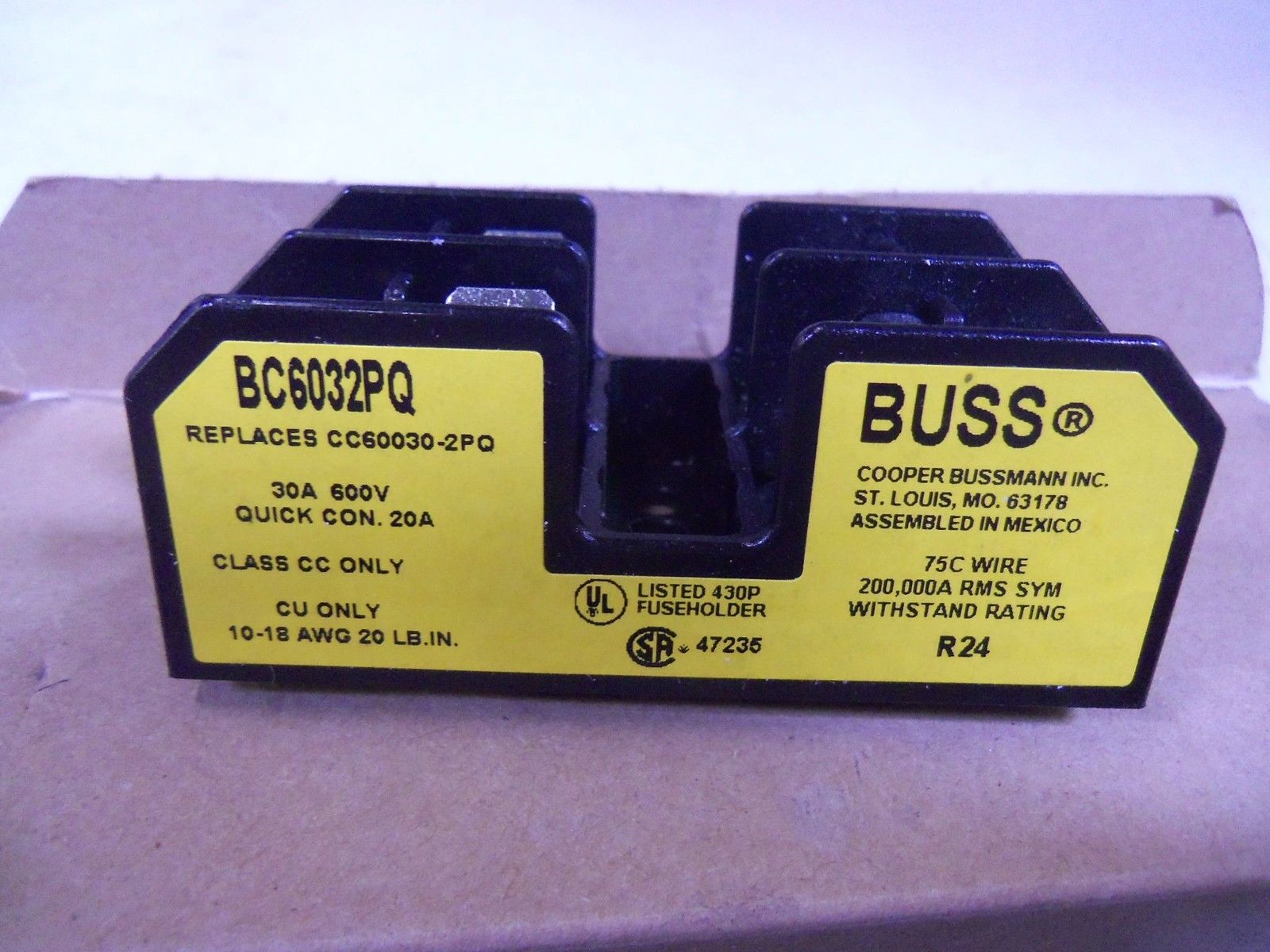 LOT OF 5 BUSS FUSE BLOCK BC6032PQ NSMP