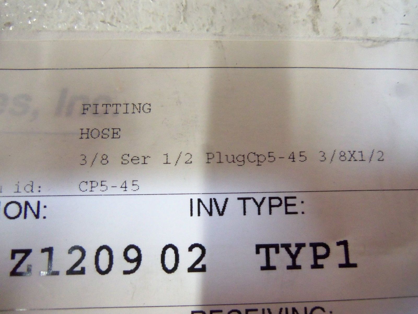 LOT OF 5 HOSE FITTING 3/8" X 1/2" CP5-45 NSNP