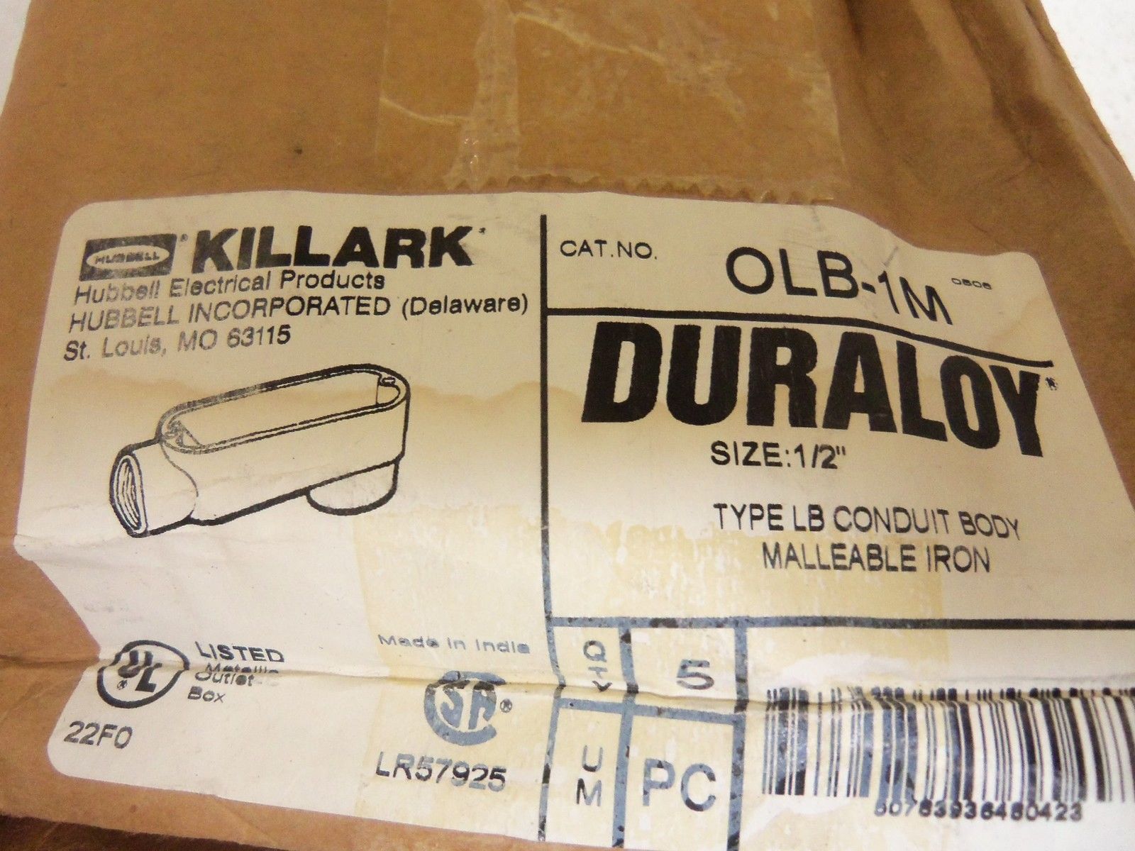 LOT OF 5 KILLARK OLB-1M CONDUIT NSMP