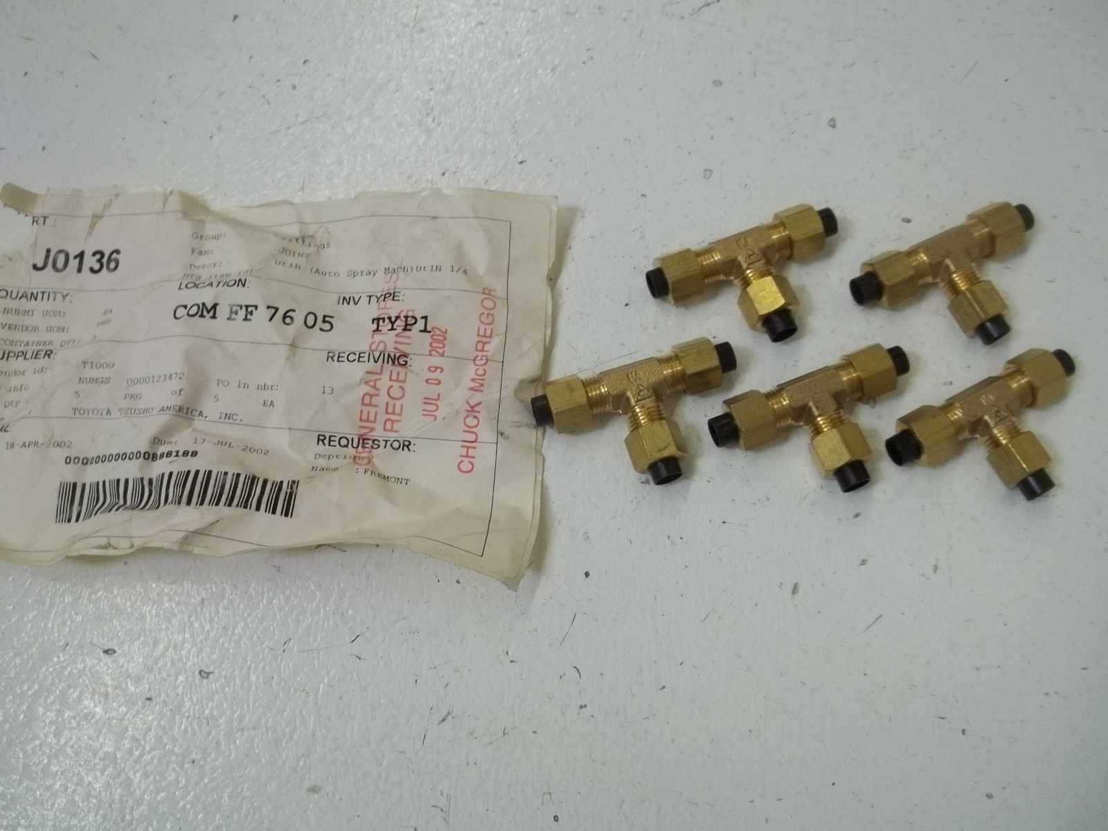 LOT OF 5 NITTA MOORE UT1N1/4 FITTING NSNP