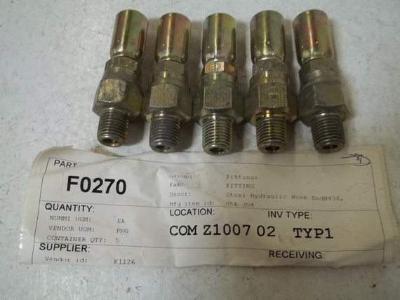 LOT OF 5 O5E-J04 STEEL HYDRAULIC HOSE ENDH436 UNMP