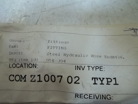 LOT OF 5 O5E-J04 STEEL HYDRAULIC HOSE ENDH436 UNMP