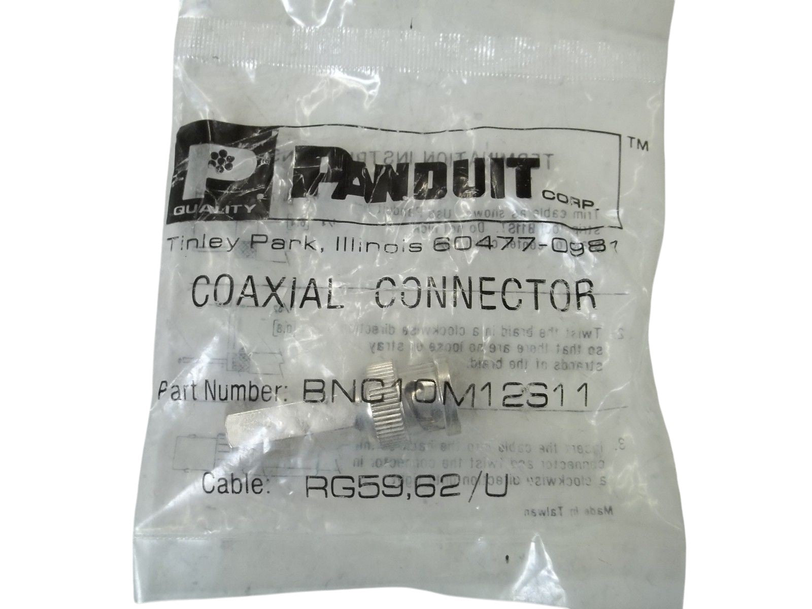 LOT OF 5 PANDUIT BNC10M12S11 COAXIAL CONNECTORS NSMP