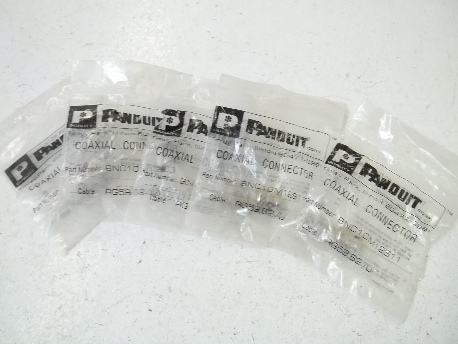 LOT OF 5 PANDUIT BNC10M12S11 COAXIAL CONNECTORS NSMP