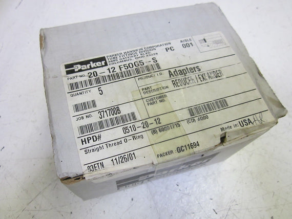 LOT OF 5 PARKER 20-12 F50G5-S REDUCER / EXPANDER *NEW IN BOX*