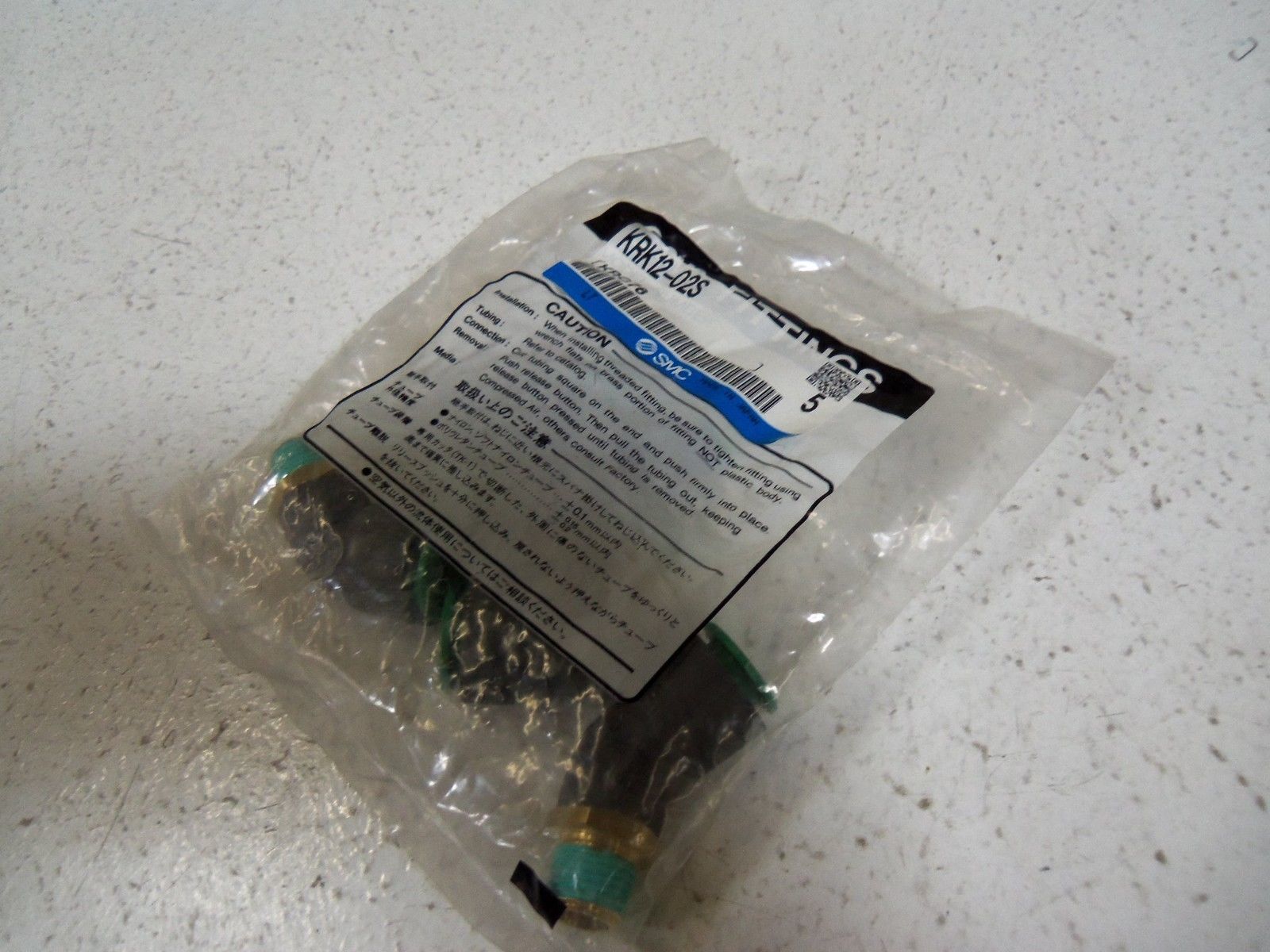 LOT OF 5 SMC FITTINGS KRK12-02S NSMP