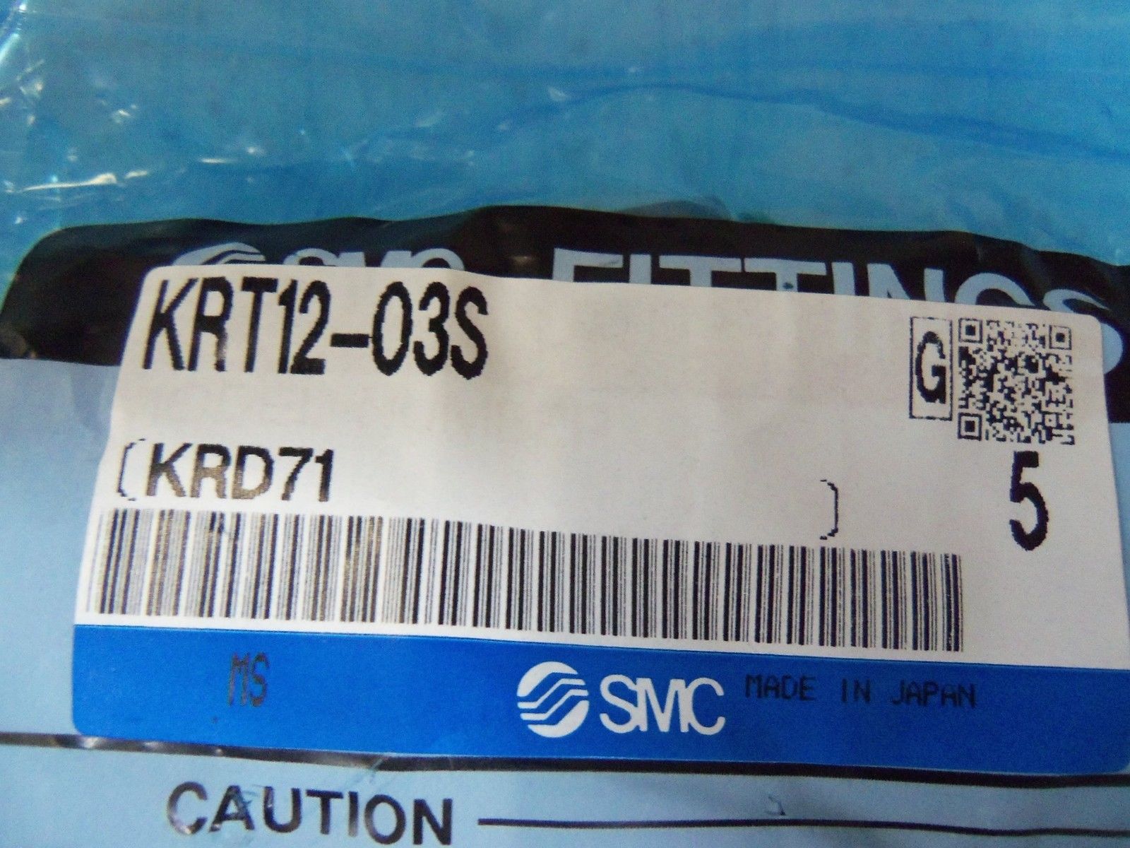LOT OF 5 SMC FITTINGS KRT12-03S NSMP