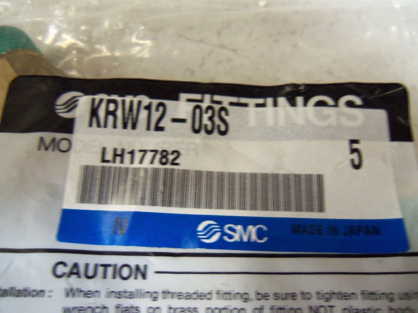 LOT OF 5 SMC FITTINGS KRW12-03S NSMP
