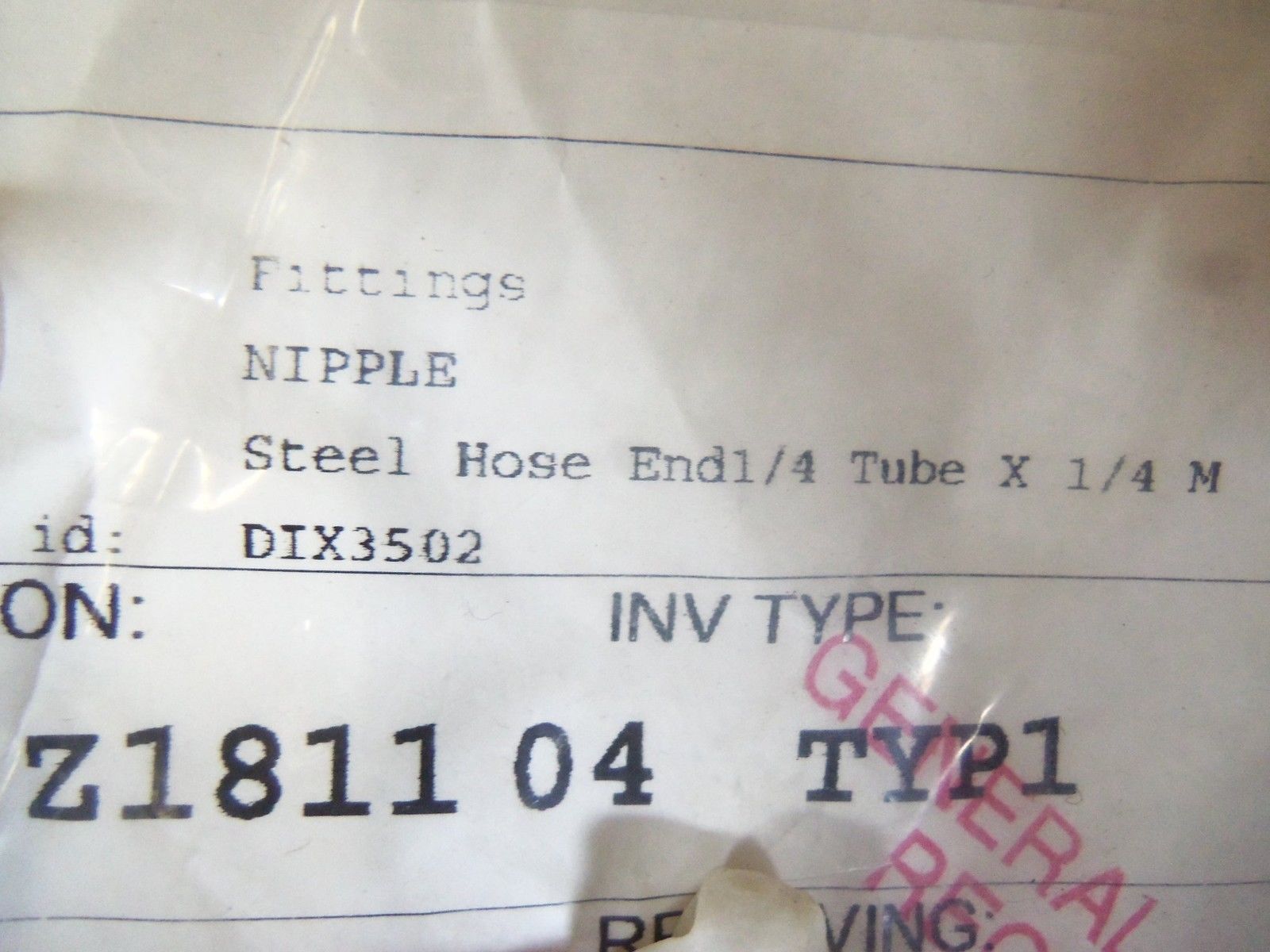 LOT OF 5 STEEL HOSE END 1/4" TUBE X 1/4" M FITTING DIX35002 NSNP