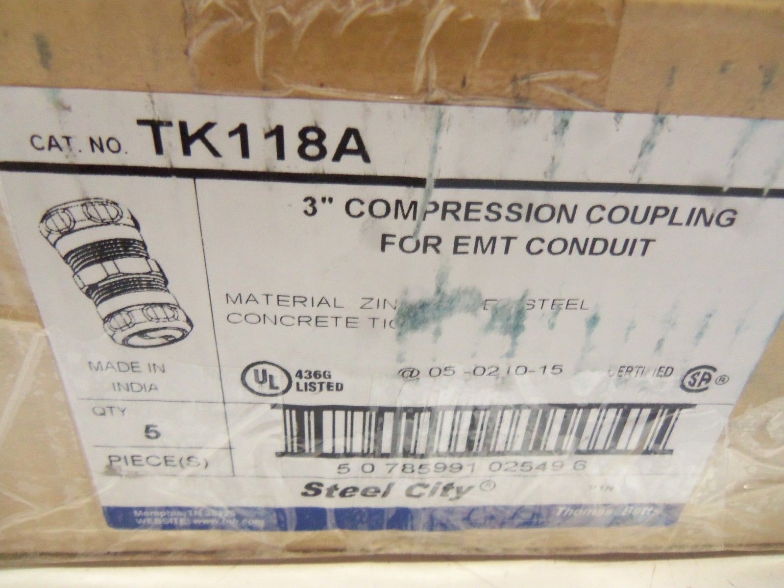 LOT OF 5 THOMAS & BETTS TK118A COMPRESSION COUPLING NSMP