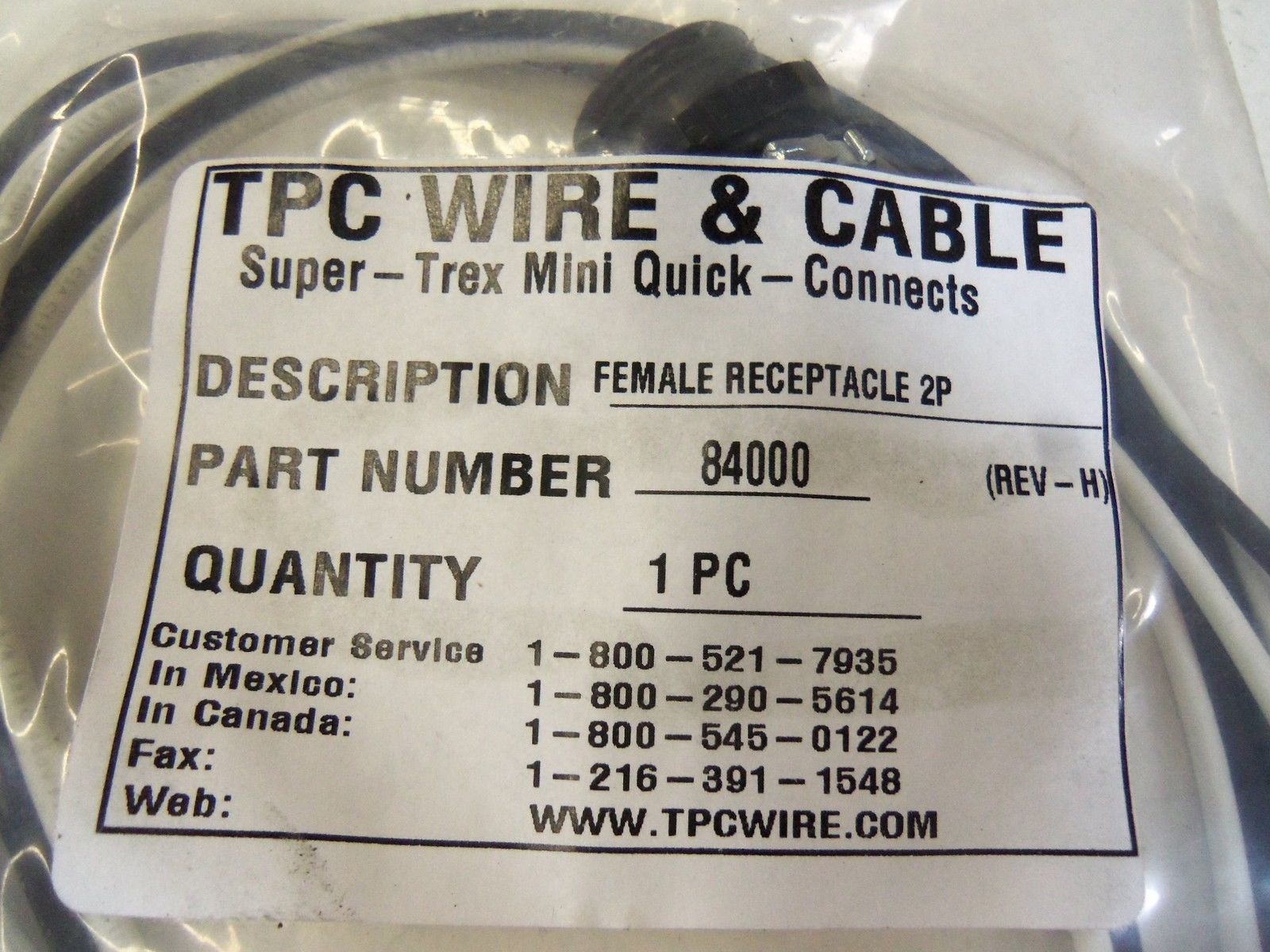 LOT OF 5 TPC WIRE & CABLE 84000 FEMALE RECEPTACLE 2P NSMP