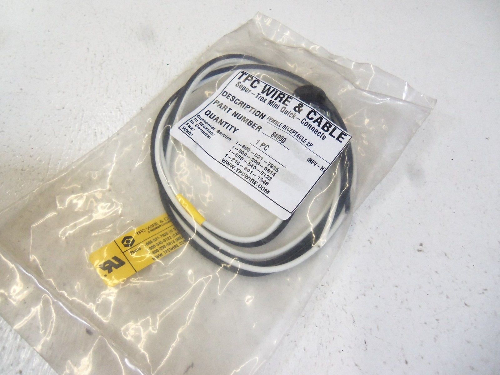 LOT OF 5 TPC WIRE & CABLE 84000 FEMALE RECEPTACLE 2P NSMP
