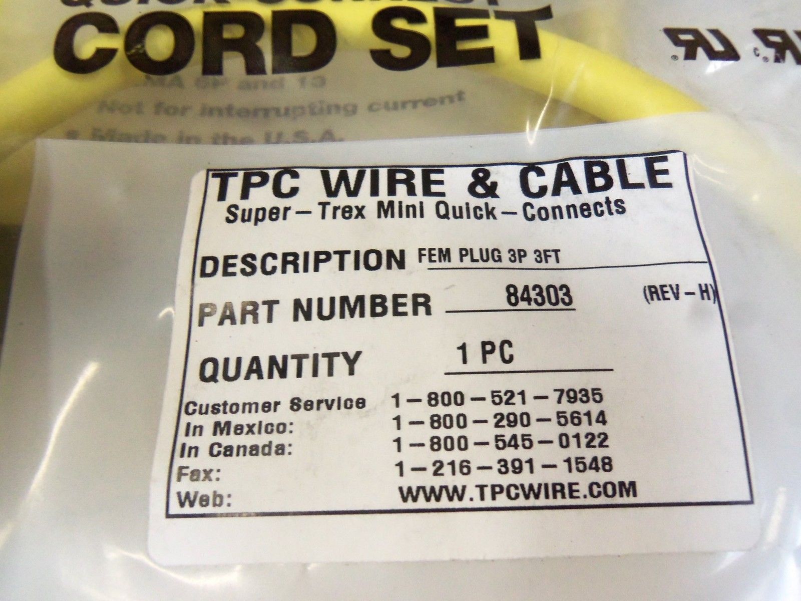 LOT OF 5 TPC WIRE & CABLE 84303 NSMP